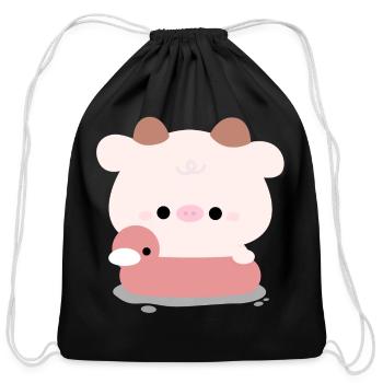 Cow Swimming - Cotton Drawstring Bag - black - Front