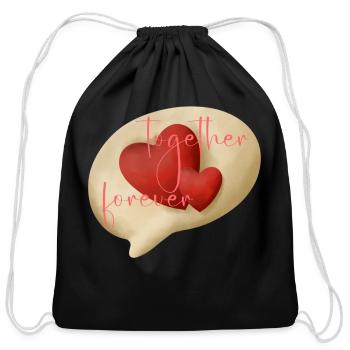 "Together Forever Love Bubble Design" - Cotton Drawstring Bag - black - Front