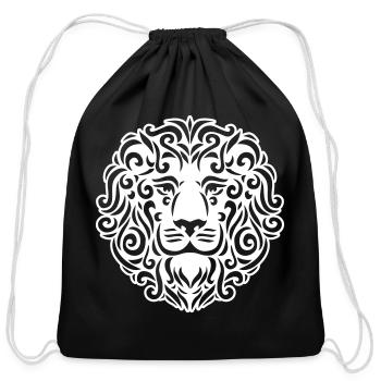 Lion Tribal Jungle King - Cotton Drawstring Bag - black - Front