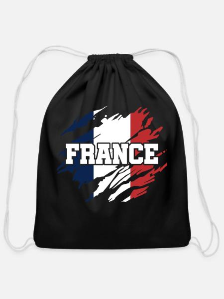 france flag french - Cotton Drawstring Bag - black