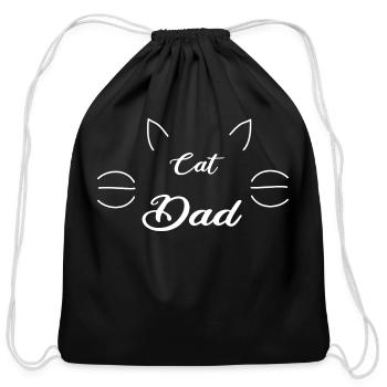 cat aunt funny cat - Cotton Drawstring Bag - black - Front