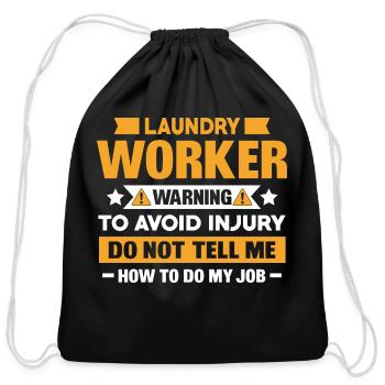Laundry Worker Funny Laundry Attendant - Cotton Drawstring Bag - black - Front