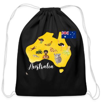 Australia - Cotton Drawstring Bag - black - Front