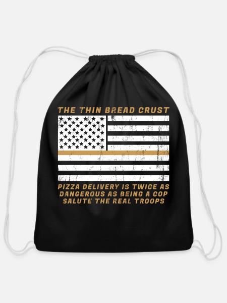 The Thin Bread Crust Salute The Real Troops - Cotton Drawstring Bag - black