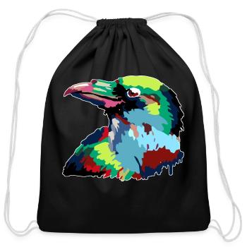 Paint raven - Cotton Drawstring Bag - black - Front