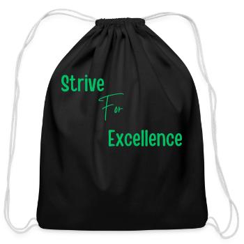 Strive For Excellence Green - Cotton Drawstring Bag - black - Front