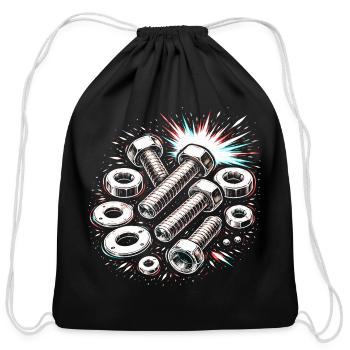 Screws Nuts Mechanic Tool Design - Cotton Drawstring Bag - black - Front