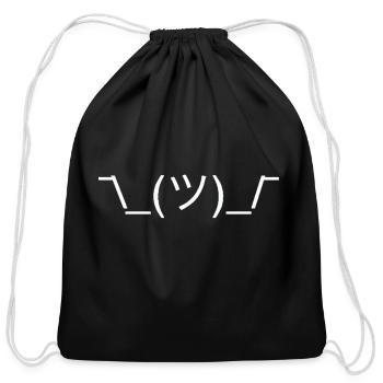 White Shrugs - Cotton Drawstring Bag - black - Front
