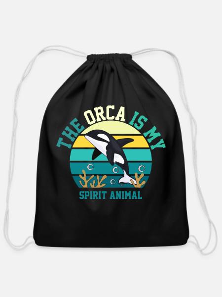orca - Cotton Drawstring Bag - black