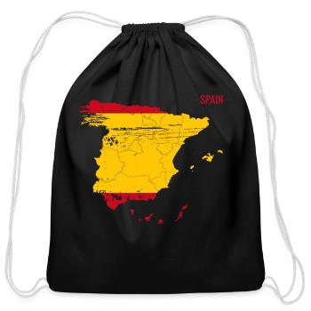 Spain country flag soccer - Cotton Drawstring Bag - black - Front