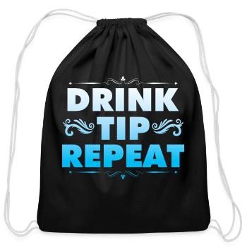Bartender Waiter Barmaid Bar Cocktail Counter - Cotton Drawstring Bag - black - Front