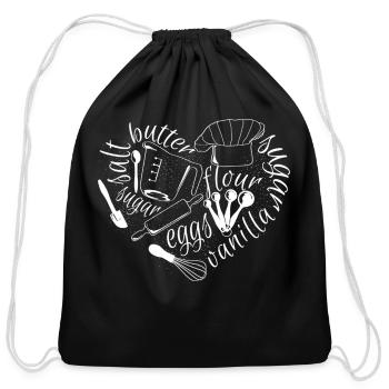 Bakers Baking Utensils Ingridients He - Cotton Drawstring Bag - black - Front