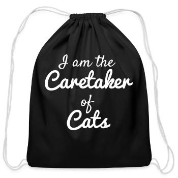 Caretaker of Cats blue - Cotton Drawstring Bag - black - Front