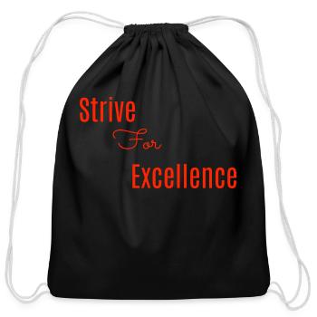 Strive For Excellence Red - Cotton Drawstring Bag - black - Front