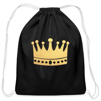 Golden crown - King, Queen - Cotton Drawstring Bag - black - Front
