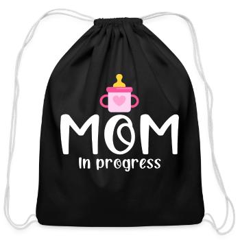 Mom In Progress, Future Mom Gift Idea New Mom - Cotton Drawstring Bag - black - Front