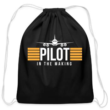 Pilot In The Making - Cotton Drawstring Bag - black - Front