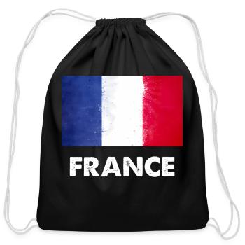 French France Flag - Cotton Drawstring Bag - black - Front
