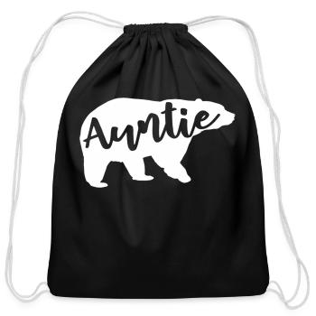 Auntie Bear Aunt Life Camping Camper Campfire - Cotton Drawstring Bag - black - Front