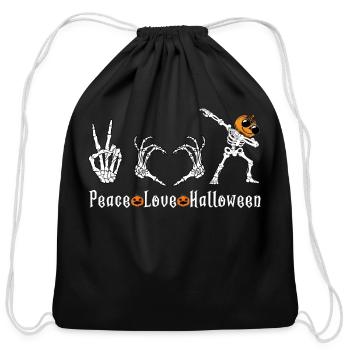 Funny Pumpkin Halloween Costume Peace Love Dabbing - Cotton Drawstring Bag - black - Front