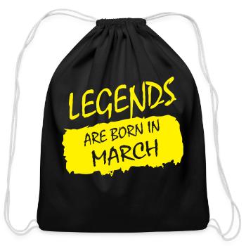 Legends are Born in March - Cotton Drawstring Bag - black - Front