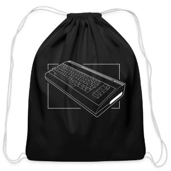 retro oldschool computer from 80s - Cotton Drawstring Bag - black - Front