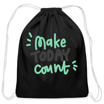 Make today count hipster - Cotton Drawstring Bag - black - Front