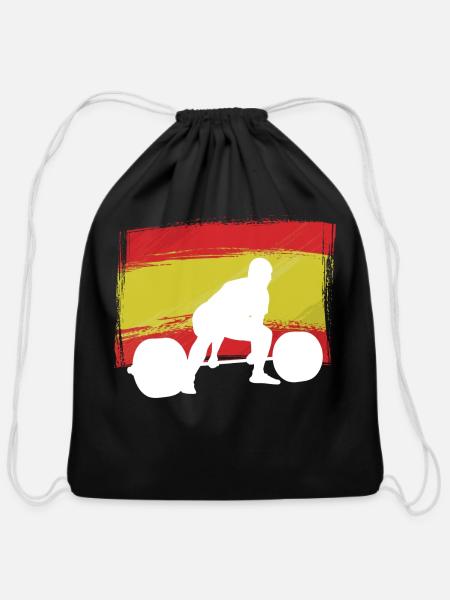 Spanish Flag Deadlift Powerlifting - Cotton Drawstring Bag - black