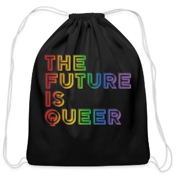 The Future Is Queer - Cotton Drawstring Bag - black - Front