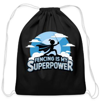 Fencing Precision and Skill - Cotton Drawstring Bag - black - Front