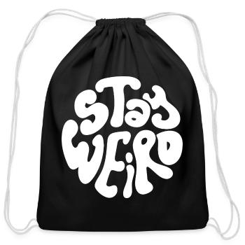 Bubble Psychedelic Typographic Art - Cotton Drawstring Bag - black - Front