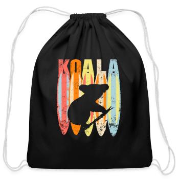 Australia Koala Bear Retro Vintage Surf Board Gift - Cotton Drawstring Bag - black - Front