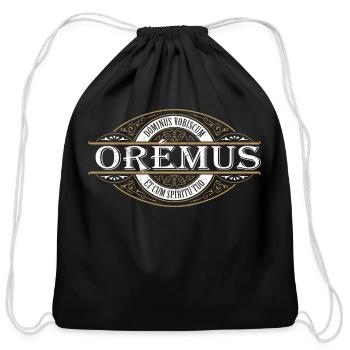 Traditional Latin Mass Oremus Dominus Distressed C - Cotton Drawstring Bag - black - Front