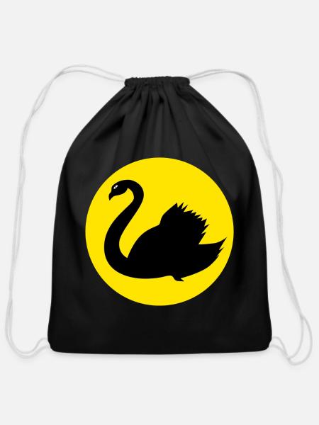 Western Australia flag swan - Cotton Drawstring Bag - black