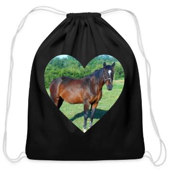 Horse Heart Design - Cotton Drawstring Bag - black - Front