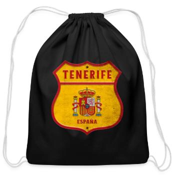Tenerife Spain crest design - Cotton Drawstring Bag - black - Front