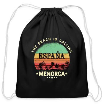 Menorca Spain beach design - Cotton Drawstring Bag - black - Front