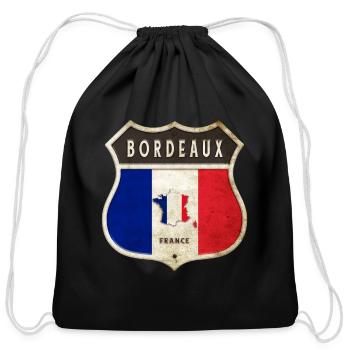 Bordeaux France coat of arms flags design - Cotton Drawstring Bag - black - Front