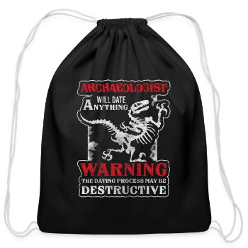 Archaeologist Earth Science Antique History - Cotton Drawstring Bag - black - Front