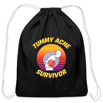 Tummy ache survivor - Cotton Drawstring Bag - black - Front