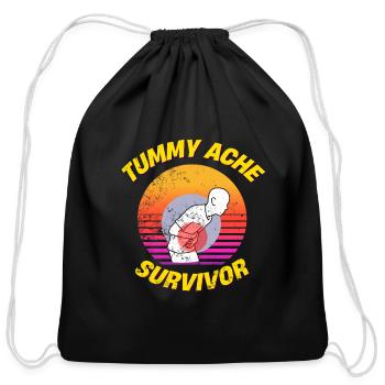 Tummy ache survivor - Cotton Drawstring Bag - black - Front