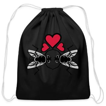In love house flies - Cotton Drawstring Bag - black - Front