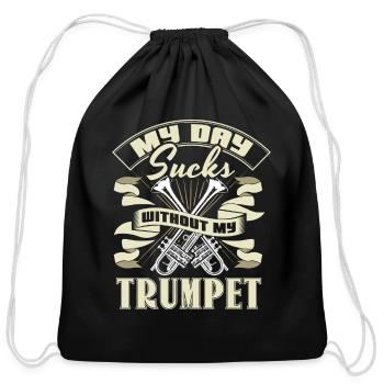 Trumpet Musical Instrument Orchestra Gift Idea - Cotton Drawstring Bag - black - Front
