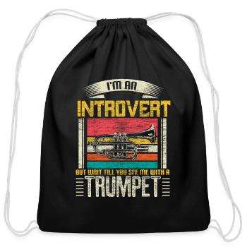 Trumpet Musical Instrument Orchestra Gift - Cotton Drawstring Bag - black - Front