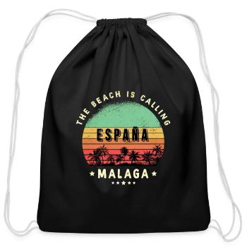 Malaga Spain beach design - Cotton Drawstring Bag - black - Front