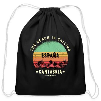 Cantabria Spain palm design - Cotton Drawstring Bag - black - Front