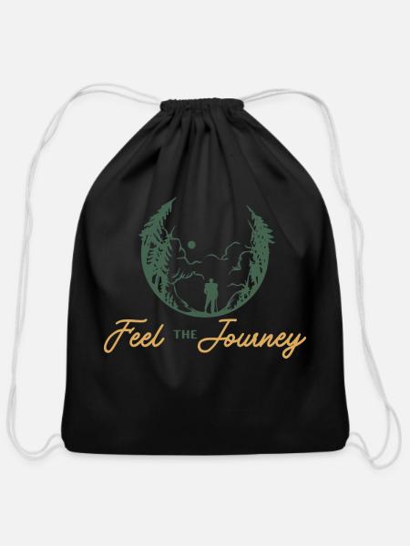 FEEL THE JOURNEY. - Cotton Drawstring Bag - black