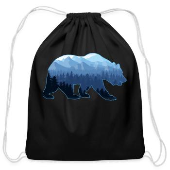Bear Double Exposure Surreal Wildlife Animal Tee - Cotton Drawstring Bag - black - Front