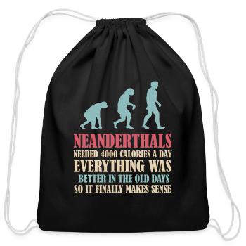 Neanderthal Prehistoric Primate Anthropologist - Cotton Drawstring Bag - black - Front