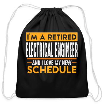 Retired Electrical Engineer - Cotton Drawstring Bag - black - Front